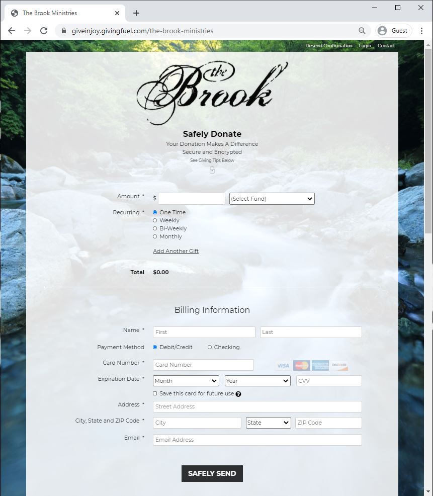 Online Donation Instructions The Brook Ministries